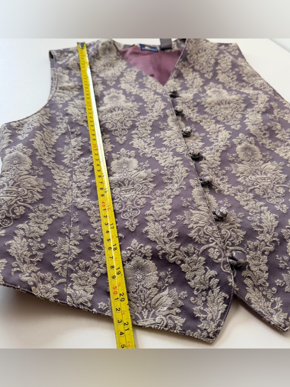 Vintage 1990's LizSport Victorian Print Paisley Vest Women size 10 Purple Mauve - Picture 9 of 9